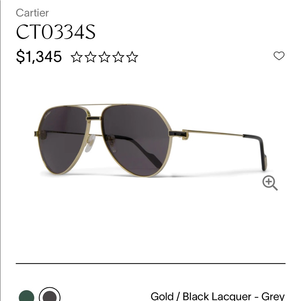 Cartier CT0334S gold/black lacquer - gray sunglasses NWT